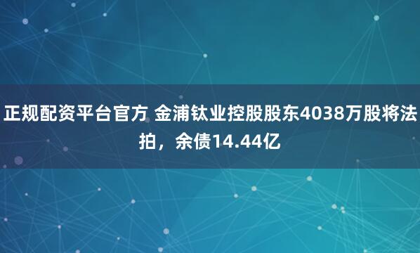 正规配资平台官方 金浦钛业控股股东4038万股将法拍，余债14.44亿